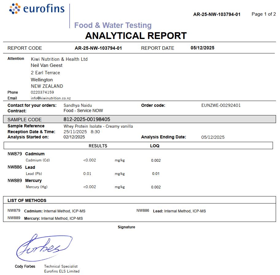Whey Protein Isolate Sample - Vanilla