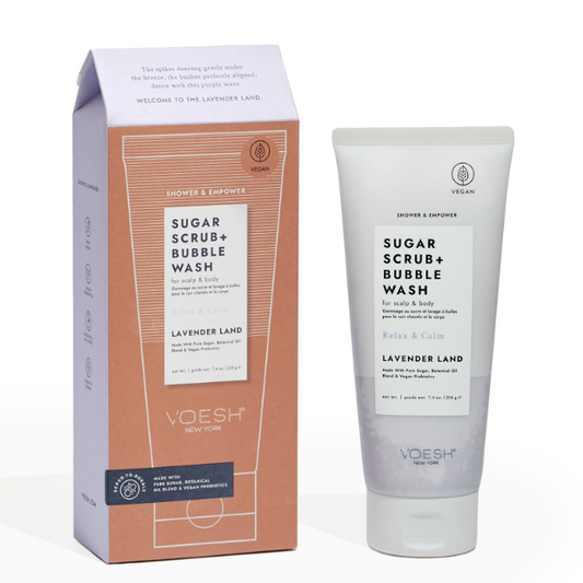 VOESH Sugar Scrub + Bubble Wash – Lavender Land 210g