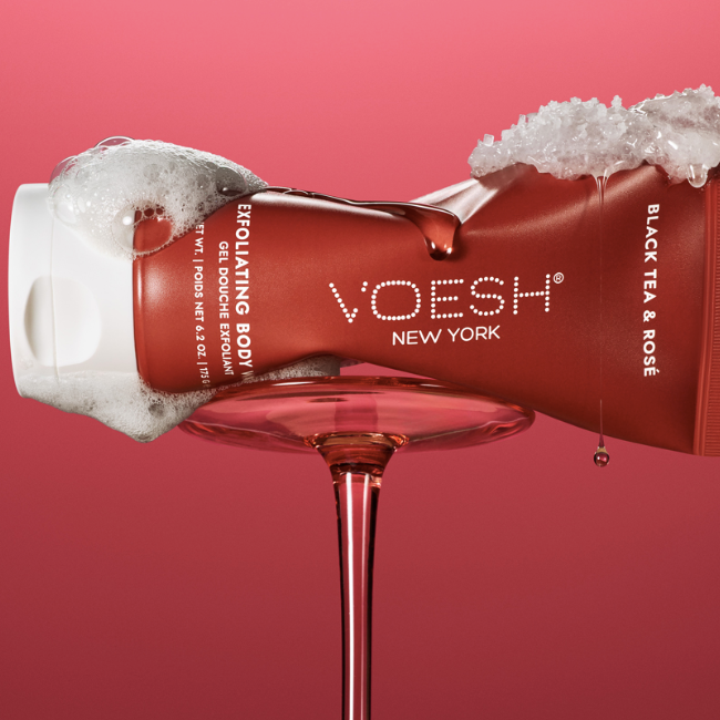 VOESH Exfoliating Body Wash – Black Tea & Rosé 175g